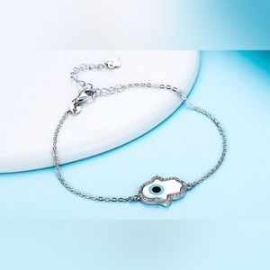 Mother of Pearl Hamsa Sterling Silver Adjustable bracelet